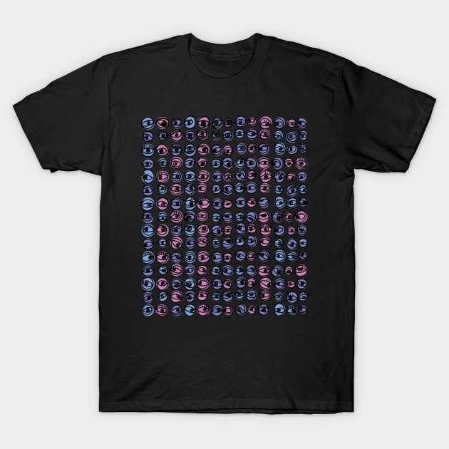 Purple Blue Eyes Modern Decorative Abstract Mosaic Dots Pattern Night T-Shirt by SubtleSplit